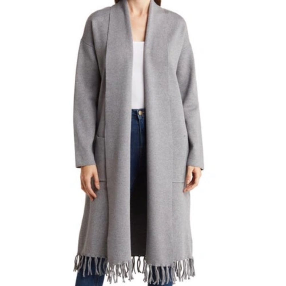 Love By Design Nora Fringe Duster in Smoke Gray